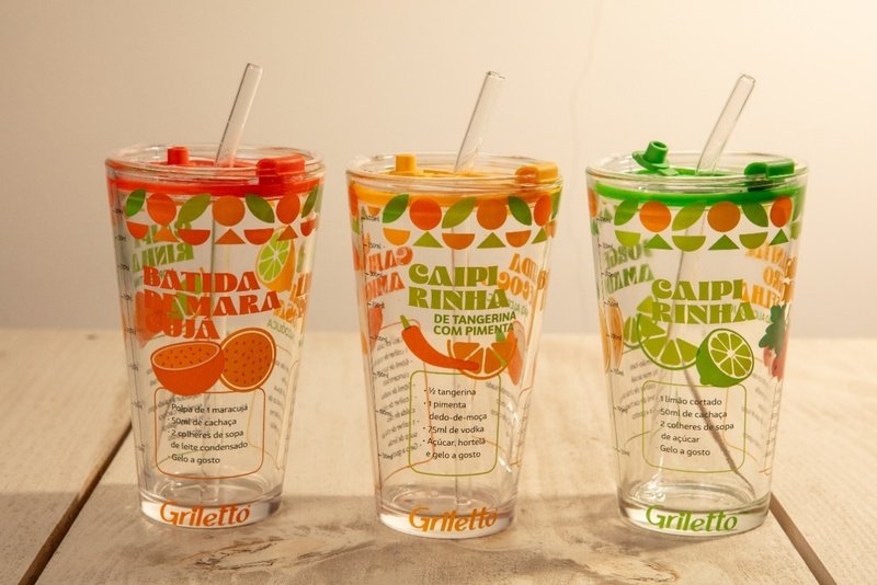 Na campanha Receita de Sucesso, Griletto presenteia com copos coqueteleiras com drinks brasileiros. Promoção vai até 7/9 no balcão das lojas.