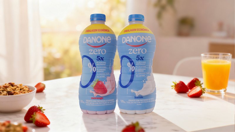 Danone apresenta o novo iogurte Danone Zero, com cinco zeros e foco em saudabilidade e sustentabilidade, reforçando seu compromisso com a nutrição familiar.