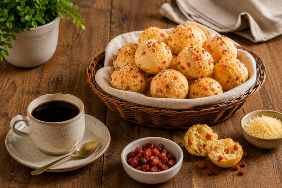  Pão de queijo com bacon combina dois clássicos em receita fácil para o café da tarde