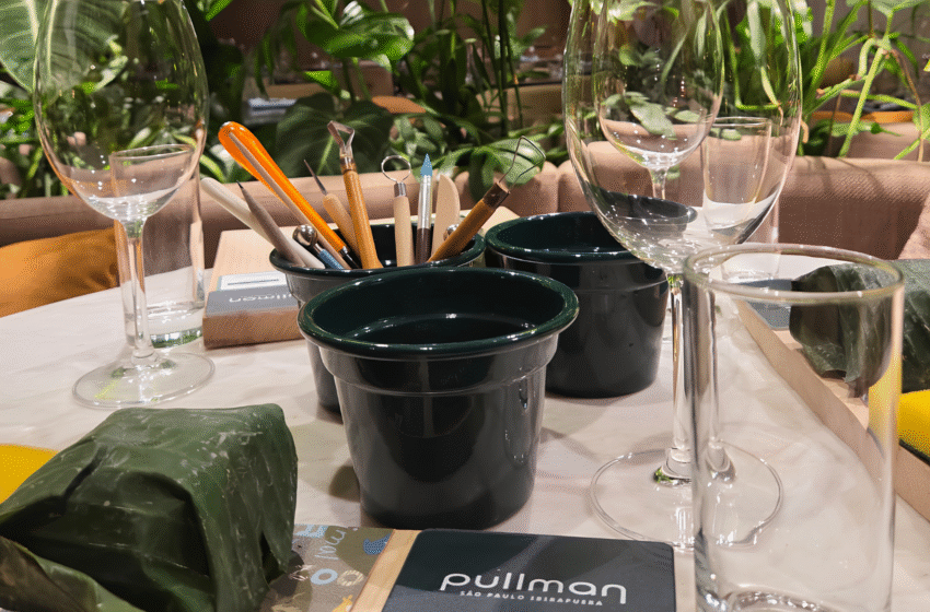  Pullman Ibirapuera promove oficina de cerâmica com vinho e petiscos